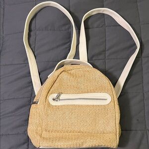 Stylish Tan and White Beachy Women's Mini Backpack